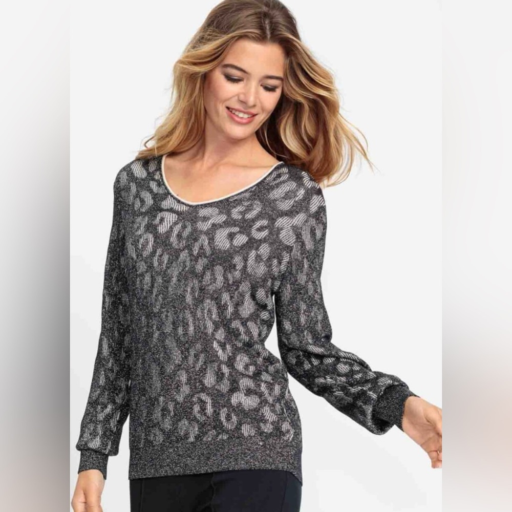 NWOT Olsen Silver & Black Metallic Sweater